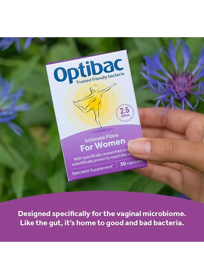 Optibac Probiotics Intimate Flora For Women 30 Capsules Health Support  - Image 2