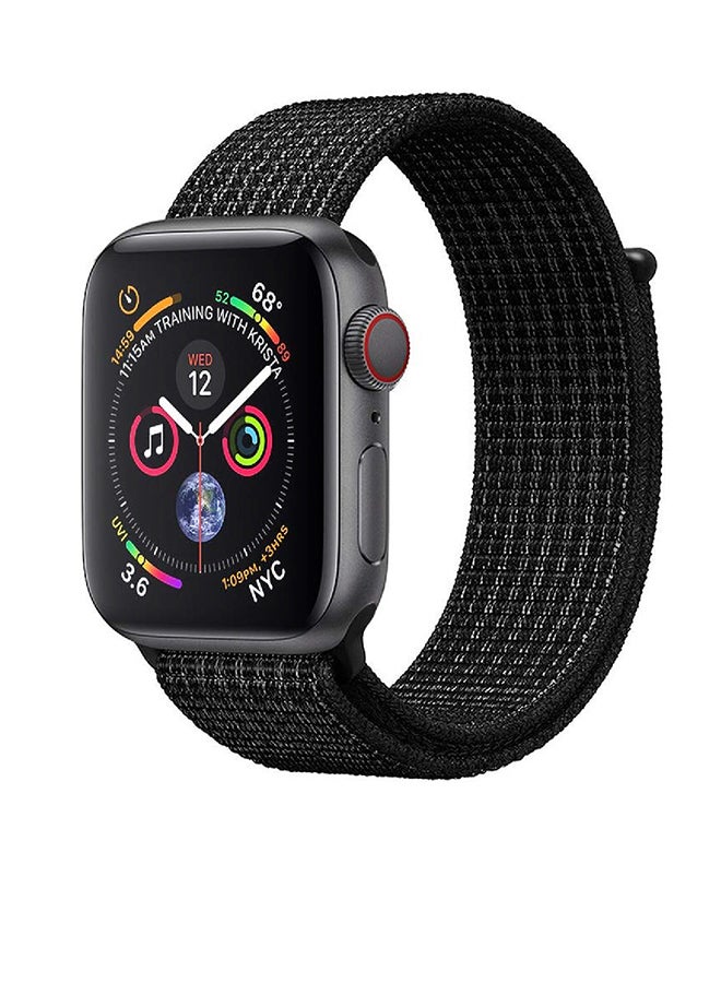 PROMATE Premium Nylon Weave Mesh Band With Dense Loop And Adjustable Wrist Strap For Apple Watch Series 1,2,3 And 4, Workout, Fitness, Running, Fibro-38 Black - Image 1