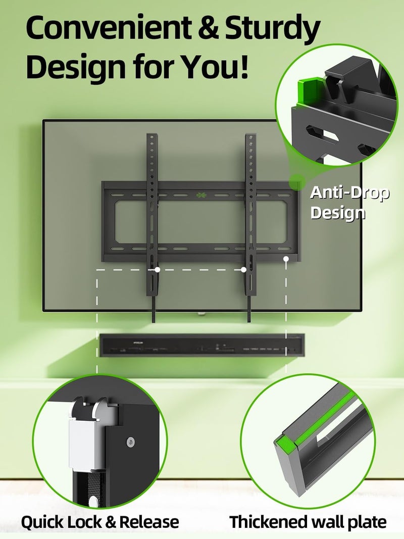 USX MOUNT UL Listed TV Mount Low Profile for Most 26-60" Flat Screen LED, LCD, Curved TVs, TV Wall Mount Bracket Tilt VESA 400x400mm- Up to 99lbs, Quick Lock and Release to Mounts on 12" 16" Stud - Image 3