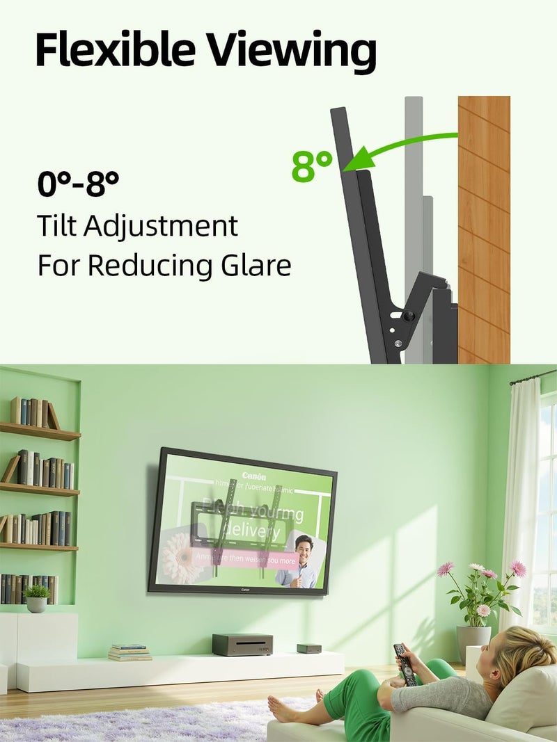 USX MOUNT UL Listed TV Mount Low Profile for Most 26-60" Flat Screen LED, LCD, Curved TVs, TV Wall Mount Bracket Tilt VESA 400x400mm- Up to 99lbs, Quick Lock and Release to Mounts on 12" 16" Stud - Image 5