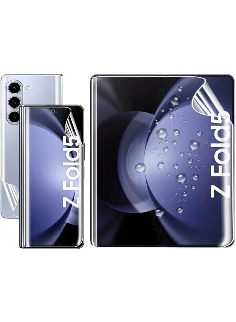 واقي شاشة لهاتف سامسونج جالاكسي زد فولد 5، فيلم TPU ناعم وشفاف عالي الدقة، عبوة 3 في 1، أمامي + خلفي + داخلي، فيلم مرن للشاشة الكبيرة، ذاتي الإصلاح، مقاوم للخدوش، سهل التركيب. - Image 1