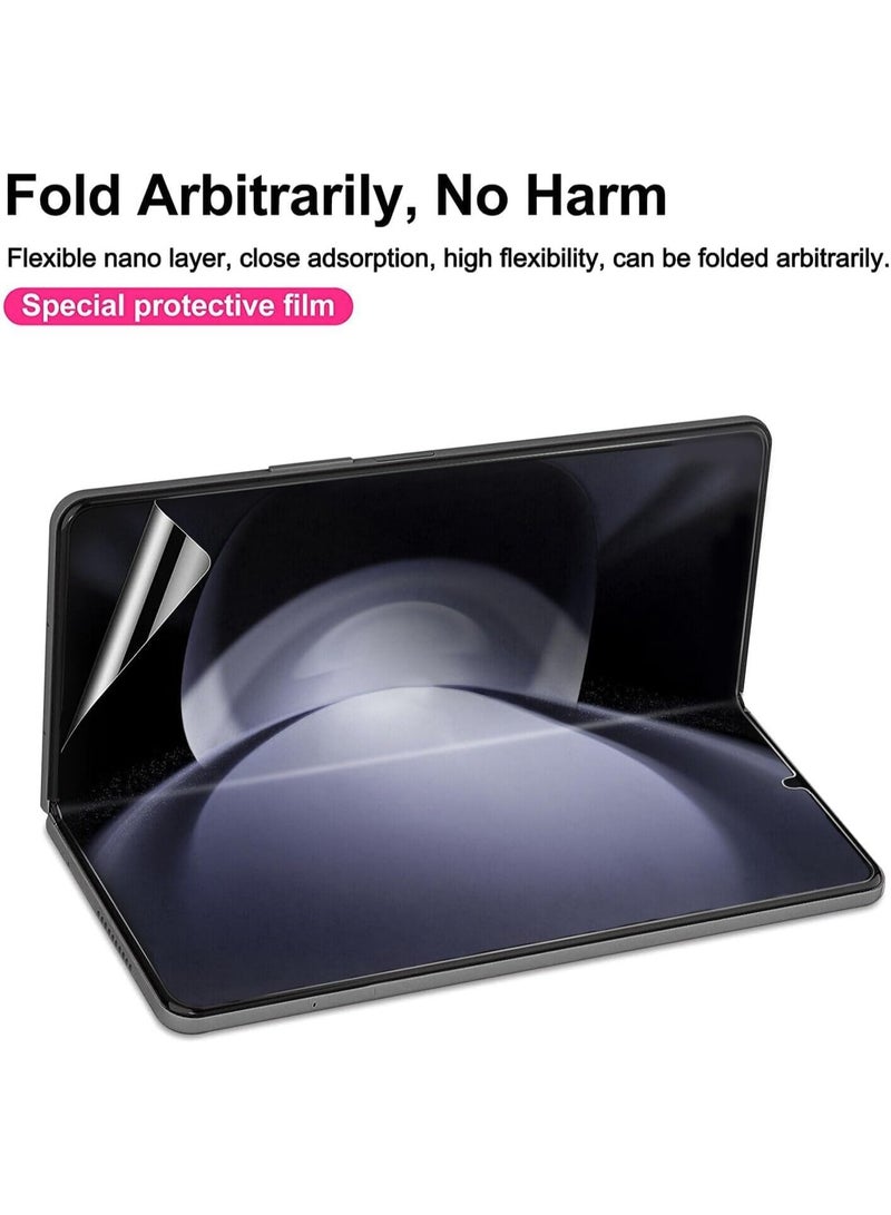 واقي شاشة لهاتف سامسونج جالاكسي زد فولد 5، فيلم TPU ناعم وشفاف عالي الدقة، عبوة 3 في 1، أمامي + خلفي + داخلي، فيلم مرن للشاشة الكبيرة، ذاتي الإصلاح، مقاوم للخدوش، سهل التركيب. - Image 4