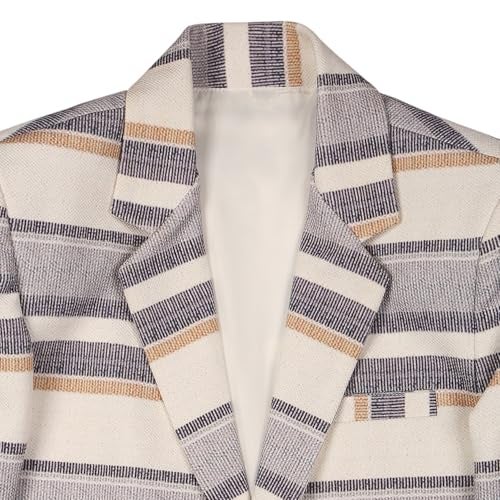 CHARCHIT Blazer for Boys Cotton Blend Full Sleeves Striped Blazers and T-Shirt - Cream - Image 2