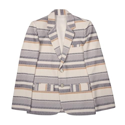 CHARCHIT Blazer for Boys Cotton Blend Full Sleeves Striped Blazers and T-Shirt - Cream - Image 1