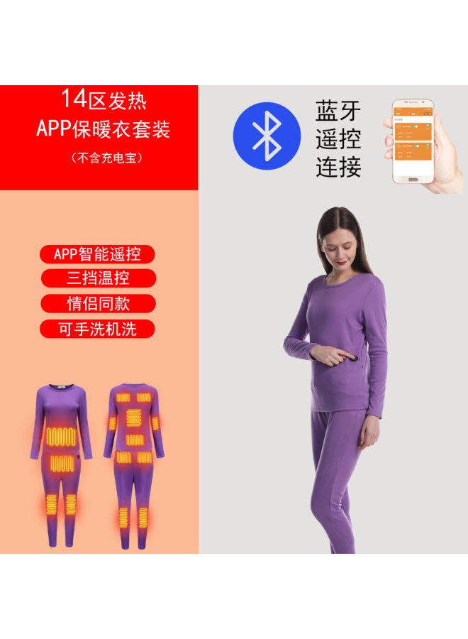 Electric Thermal Underwear App Bluetooth Heating Clothing Set For Men And Women Usb Thermal Clothing Fleece-lined Thickeneded Thermal Pants