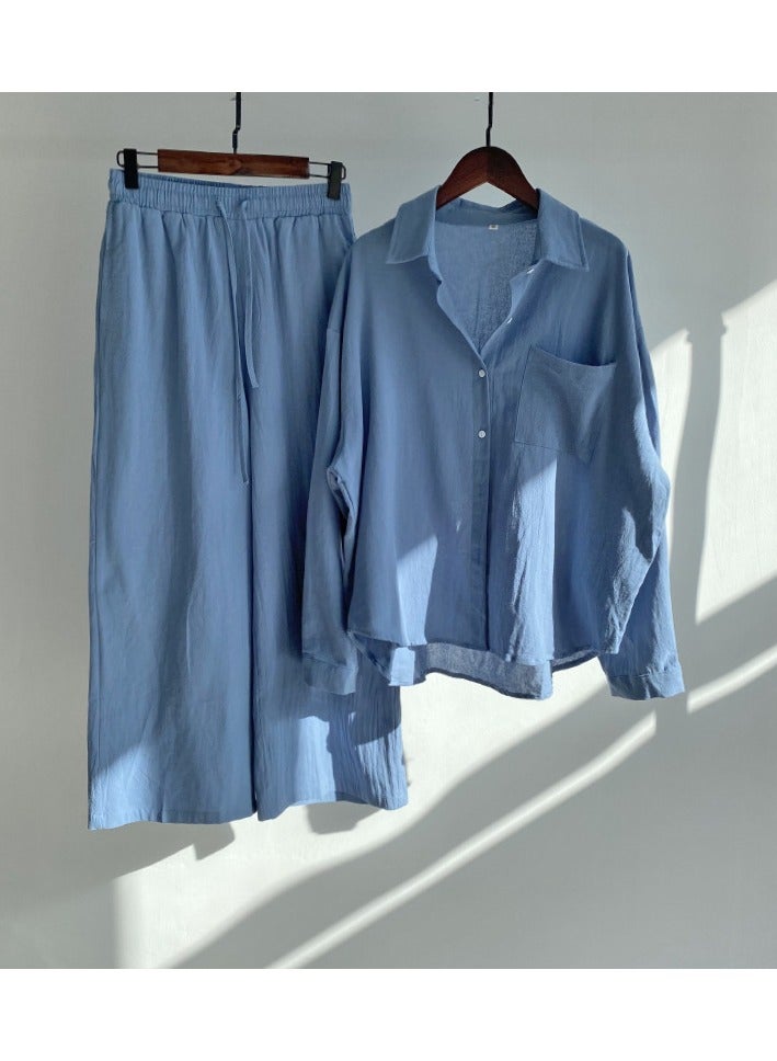 Shougu Shirt Set High Waisted Loose Pants - Image 1