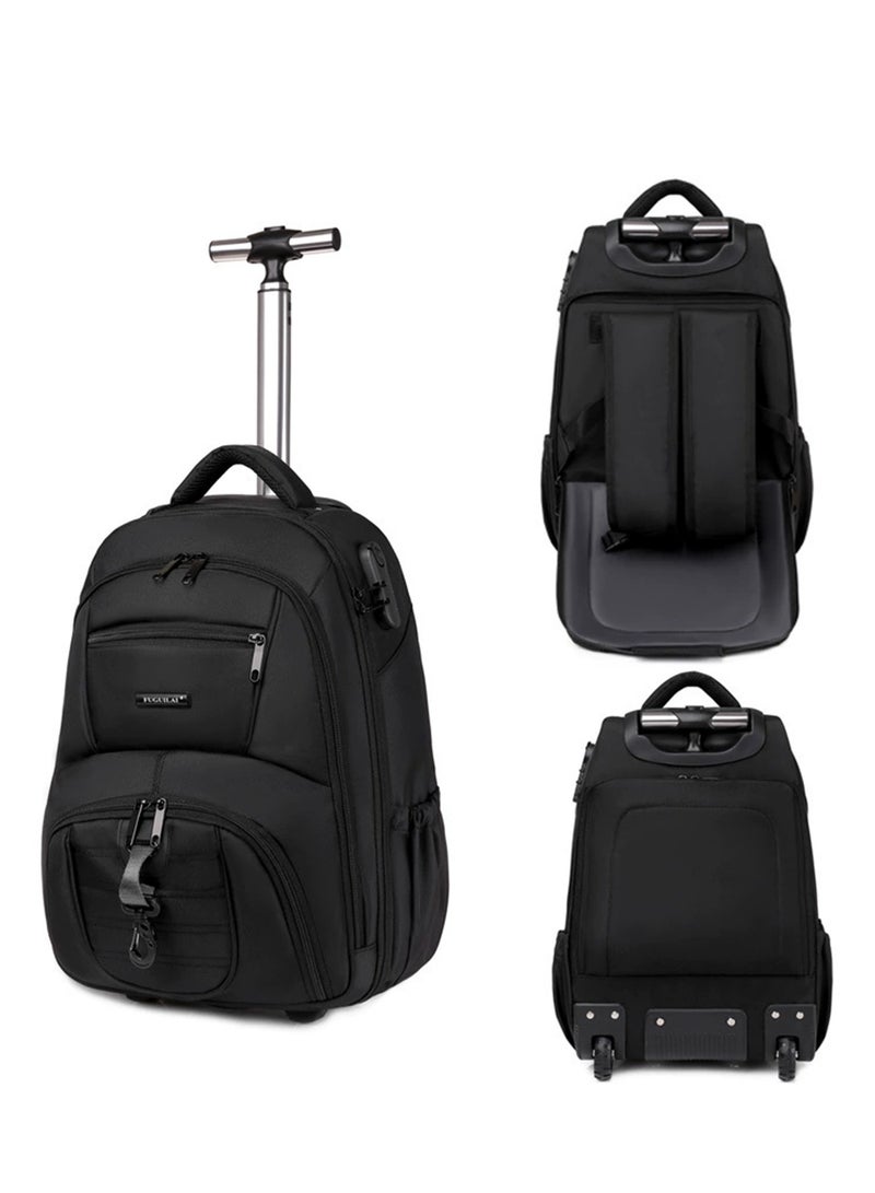 YY-Recheer 2 in 1 Trolley Backpack, Large Wheeled Travel Bag Business Rolling Backpack, Water-resistant Carry-On Laptop Schoolbag for Students - Image 2