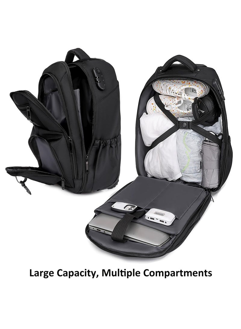 YY-Recheer 2 in 1 Trolley Backpack, Large Wheeled Travel Bag Business Rolling Backpack, Water-resistant Carry-On Laptop Schoolbag for Students - Image 3