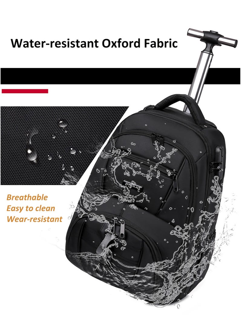 YY-Recheer 2 in 1 Trolley Backpack, Large Wheeled Travel Bag Business Rolling Backpack, Water-resistant Carry-On Laptop Schoolbag for Students - Image 5