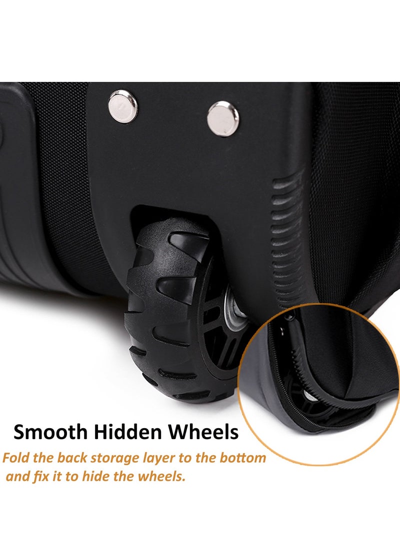 YY-Recheer 2 in 1 Trolley Backpack, Large Wheeled Travel Bag Business Rolling Backpack, Water-resistant Carry-On Laptop Schoolbag for Students - Image 4