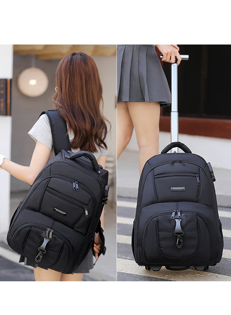 YY-Recheer 2 in 1 Trolley Backpack, Large Wheeled Travel Bag Business Rolling Backpack, Water-resistant Carry-On Laptop Schoolbag for Students - Image 1