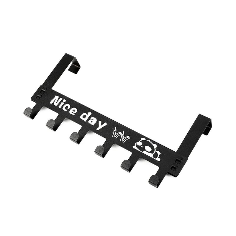 wolpin Over The Door Hook Hanger Wall Organiser Detachable Hook Rack for Hanging Towel Clothes Hanger Multipurpose Hook Rail NailFree 6 Hooks Black Iron - Image 4