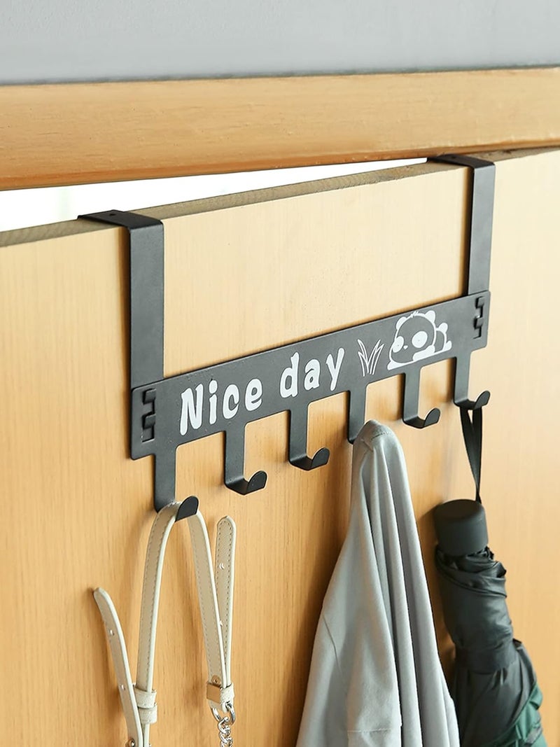 wolpin Over The Door Hook Hanger Wall Organiser Detachable Hook Rack for Hanging Towel Clothes Hanger Multipurpose Hook Rail NailFree 6 Hooks Black Iron - Image 5