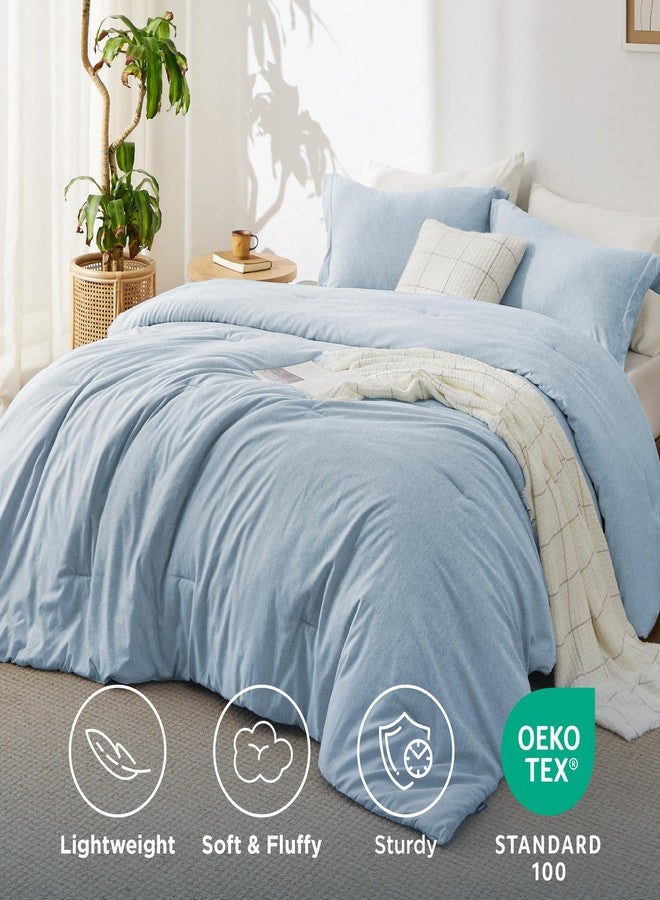 Bedsure Twin/Twin XL Comforter Set - Light Blue Soft Bedding for All Seasons, Cationic Dyed Bed Set, 2 Pieces, 1 Twin Size Comforter (68"x88") and 1 Pillow Sham (20"x26"+2") - Image 5