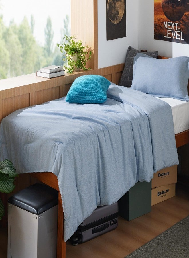 Bedsure Twin/Twin XL Comforter Set - Light Blue Soft Bedding for All Seasons, Cationic Dyed Bed Set, 2 Pieces, 1 Twin Size Comforter (68"x88") and 1 Pillow Sham (20"x26"+2") - Image 2