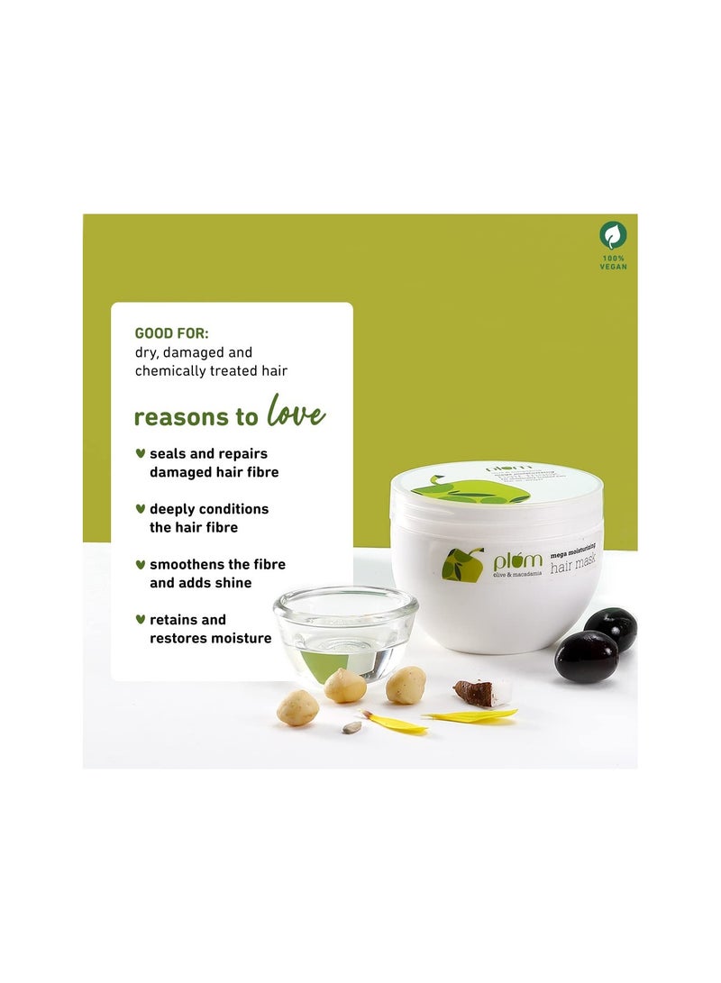 Plum Olive Hair Mask For Damaged Hair, Coloured Hair, Salon Treated Hair | With Olive Oil, Plant Keratin, Macadamia Oil And Shea Butter | Hair Spa Cream For Women & Men | 250Gm, 1 Count - Image 2