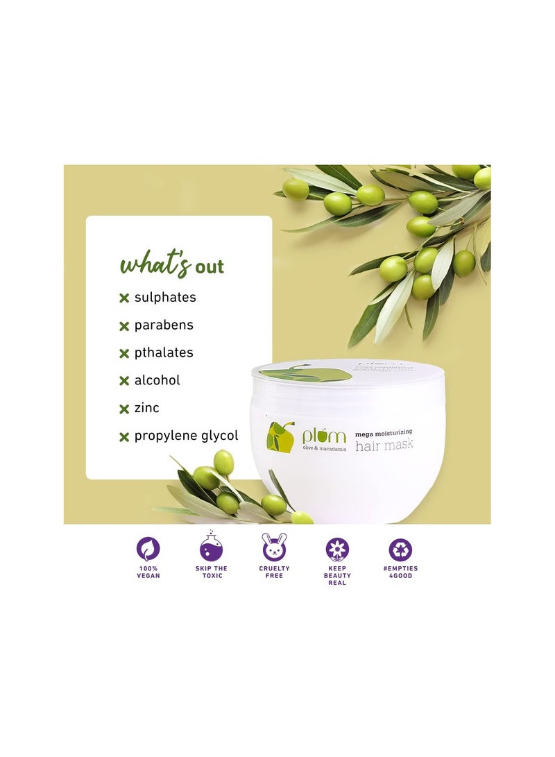 Plum Olive Hair Mask For Damaged Hair, Coloured Hair, Salon Treated Hair | With Olive Oil, Plant Keratin, Macadamia Oil And Shea Butter | Hair Spa Cream For Women & Men | 250Gm, 1 Count - Image 4