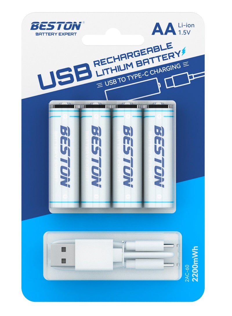 Beston Rechargeable AA Batteries 2200 mWh - USB to Type C Charging - Image 1