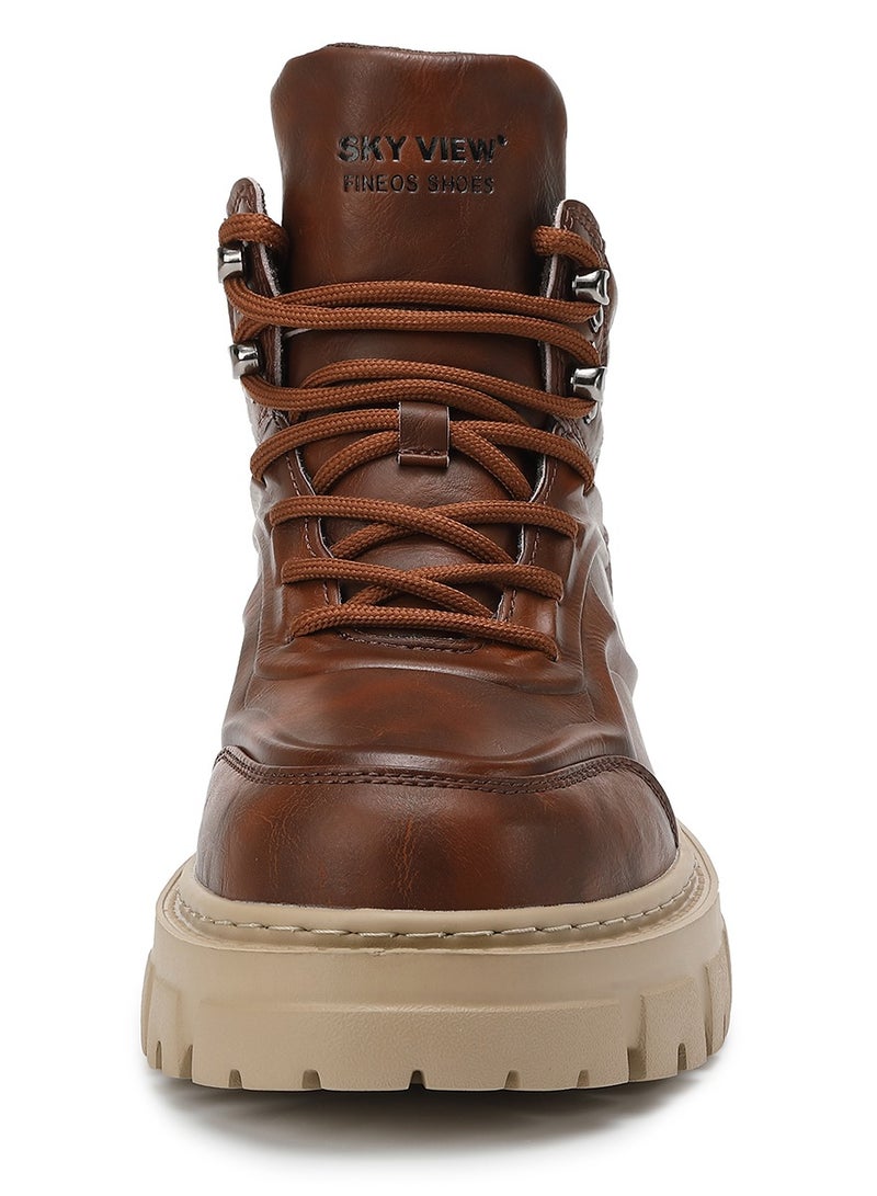 Sky View SKY VIEW Men's Fashion Shoes High Top Platform Light Martin Boots Casual Athletic Hiking Shoes Chunky Walking Sneakers For Men Brown-03  - Image 3