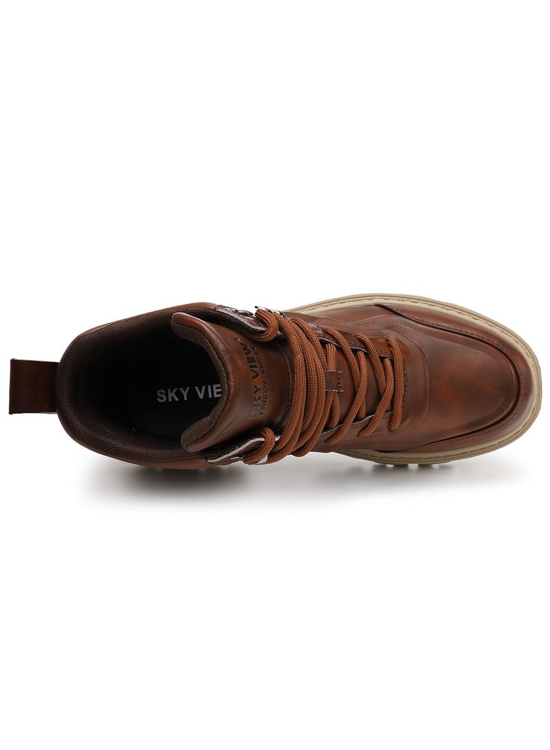 Sky View SKY VIEW Men's Fashion Shoes High Top Platform Light Martin Boots Casual Athletic Hiking Shoes Chunky Walking Sneakers For Men Brown-03  - Image 5