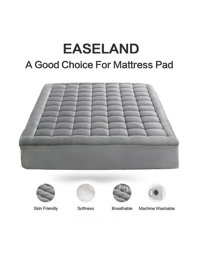EASELAND EASELAND Full Size Mattress Pad Pillow Top Mattress Cover Quilted Fitted Mattress Protector 8-21" Deep Pocket Cooling Mattress Topper (54x75 Inches, Light Grey)  - Image 2