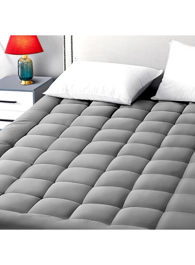 EASELAND EASELAND Full Size Mattress Pad Pillow Top Mattress Cover Quilted Fitted Mattress Protector 8-21" Deep Pocket Cooling Mattress Topper (54x75 Inches, Light Grey)  - Image 1