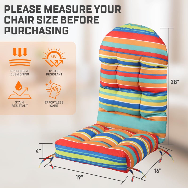 FUNBERRY Adirondack Chair Cushions Set of 2, Thicken Comfy Cushions for Rocker Non Slip Fade Shield Waterproof High Back with Ties - Image 4