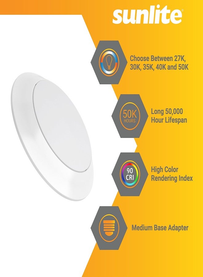Sunlite 87799 7" Round Flush Light Hardwire/Retrofit Fixture, 15W, 950 Lmns, CCT Switch 27K/30K/35K/40K/50K, Dimmable, 90 CRI, ETL Listed, Energy Star, Medium E26 Base, Title-24 Compliant, 1 Pack - Image 4
