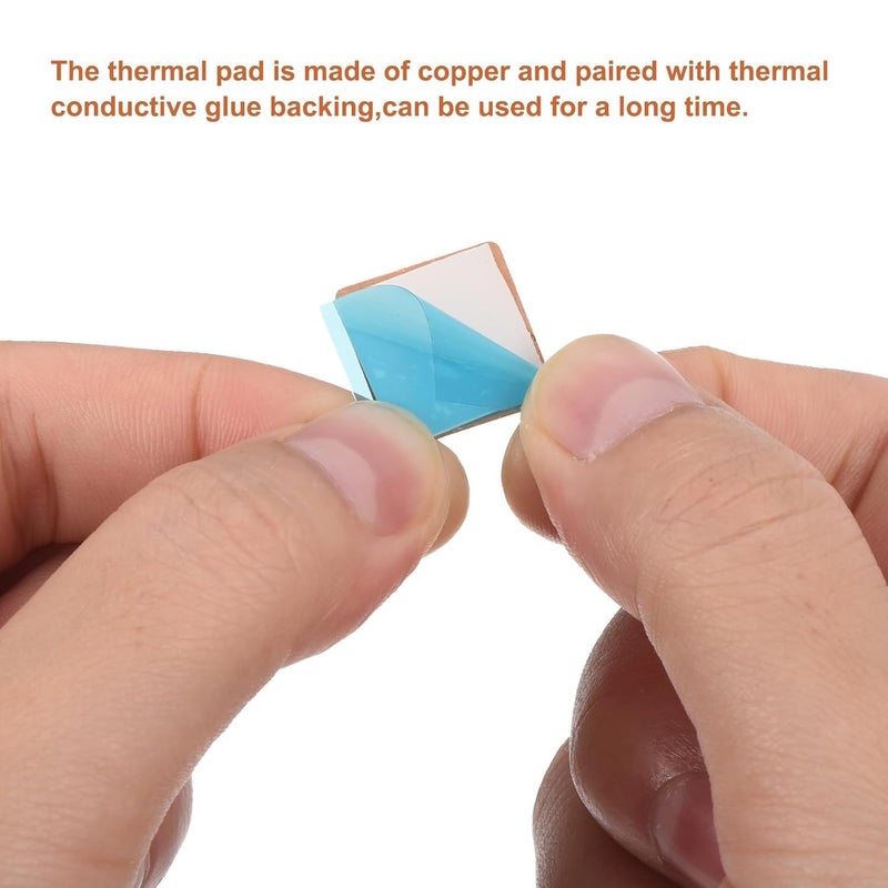 ART IFACT 6 Pieces of 15X15X1mm Thermal Heatsink Copper Pad/Shim, 1 mm Thick Pad with Thermal Conductive Adhesive Tape for Desktop Computer GPU CPU RAM Cooling Patch 6 Set - Image 2