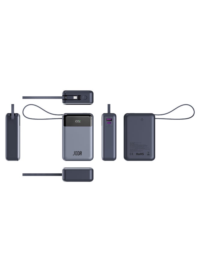 JODA SHARG 20 Power Bank 20,000mAh, 65W PD Output, Built-in Nylon Braided USB-C Cable, LED Display, Dual Ports (USB-C + USB-A), Fast Charging for Laptops, Tablets, and Smartphones ⚡🔋 Power Bank 20,000mAh 🔋 65W PD Power Bank ⚡ Built-in USB-C Cable 🔌 Nylon Braided Power Bank 💪 Dual Port Power Bank ⚙️ Fast Charging Power Bank ⚡ USB-C Power Bank 🔌 LED Display Power Bank 🌟 Portable Charger for Laptops 💻 Portable Power Bank for Tablets 📱 Smartphone Charging Power Bank 📱 Quick Charge Power Bank ⚡ High Capacity Power Bank 🔋 Fast Charging USB-A ⚡ Compact Power Bank 🎒 Durable Power Bank 💼 Smartphone Power Bank for iPhone 🍏 Smartphone Power Bank for Samsung 📱 Smartphone Power Bank for Huawei 📱 Smartphone Power Bank for Xiaomi 📱 Smartphone Power Bank for Oppo 📱 Smartphone Power Bank for Google Pixel 📱 Smartphone Power Bank for OnePlus 📱 Smartphone Power Bank for LG 📱 Smartphone Power Bank for Motorola 📱 - Image 2