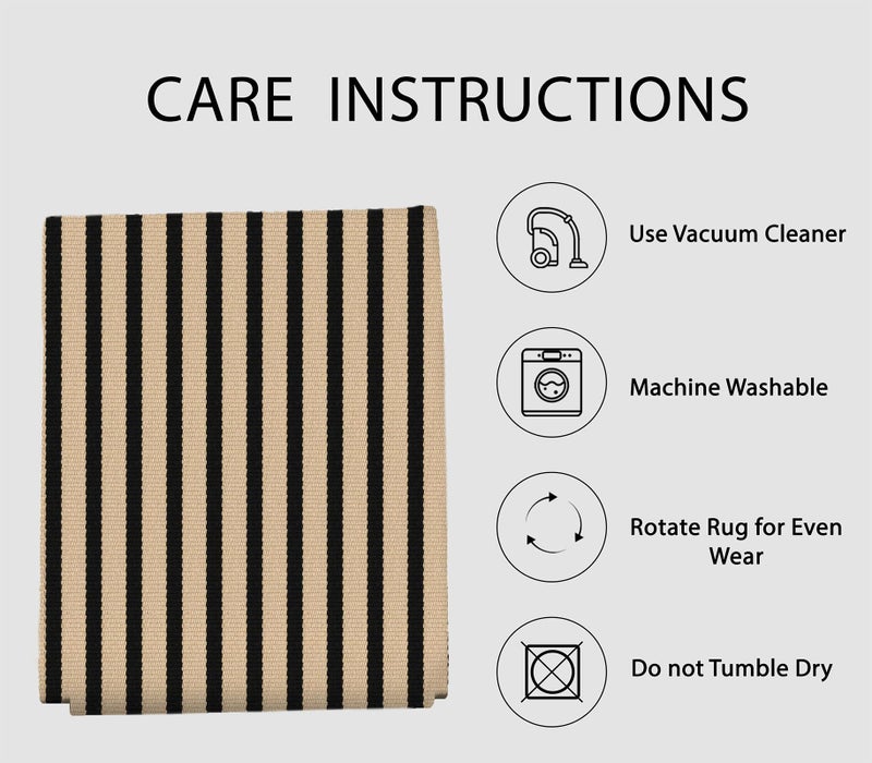 IOHOUZE Striped Area Rug 2.3'x3.6' Front Door Rugs Small Washable Area Rug for Front Porch, Spring Summer Welcome Door Mats Outdoor Indoor, Doormat for Entryway Porch Entrance, Tan/Black - Image 5