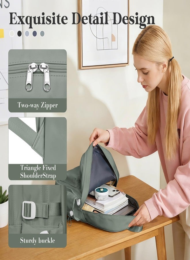 WEPOET حقيبة ظهر مدرسية بسيطة من WEPOET للنساء، حقيبة ظهر خفيفة الوزن للجامعة، حقيبة مدرسية للمراهقين من الأولاد والبنات، حقيبة ظهر يومية عادية، حقائب ظهر صغيرة للسفر، حقيبة كتب للرجال (أخضر) - Image 4