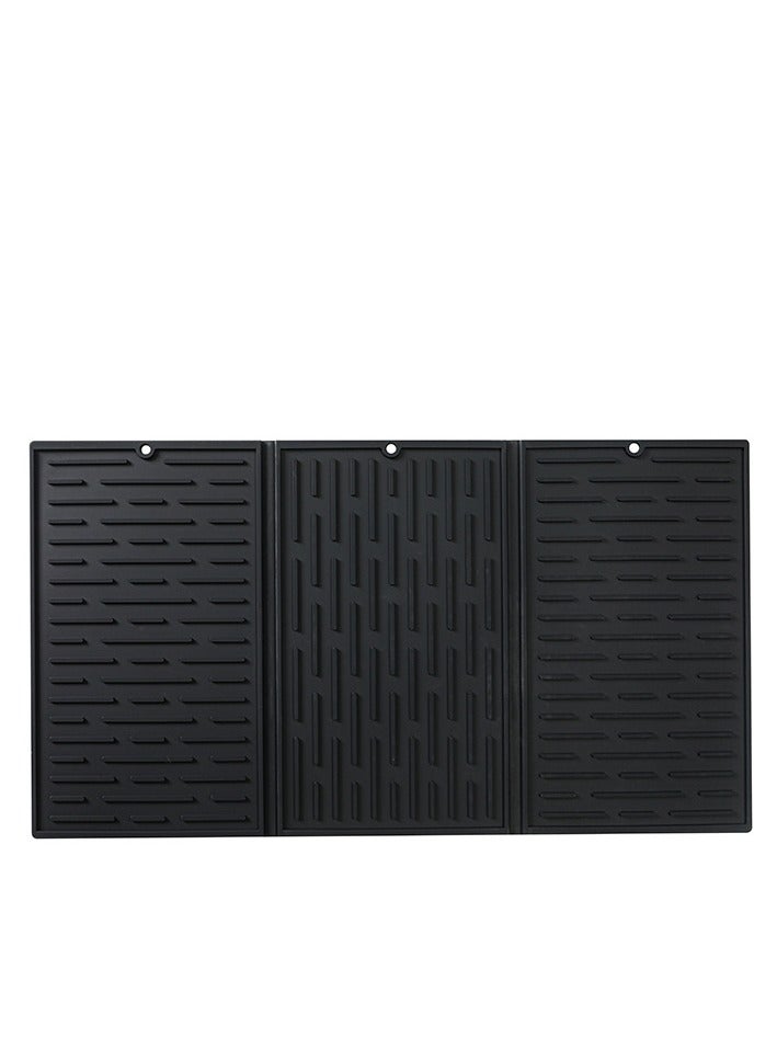 XiuWoo حصيرة تصريف الأطباق السيليكونية، قابلة للطي ثلاثية الطي سهلة التخزين حصيرة تجفيف للمطبخ مقاومة للحرارة والبرودة، لتنظيف مضادة للانزلاق متينة - Image 1