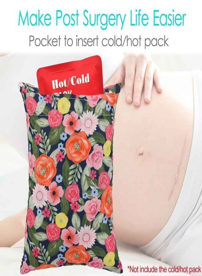 D. Cozy Tiny Hysterectomy Pillow Small Hysterectomy Recovery Must Haves Products Gifts Soft Post Surgery Pillows with Ice Pack Pocket for Abdominal Surgery Cushion Cough Pillow, Cute Flower - Image 3