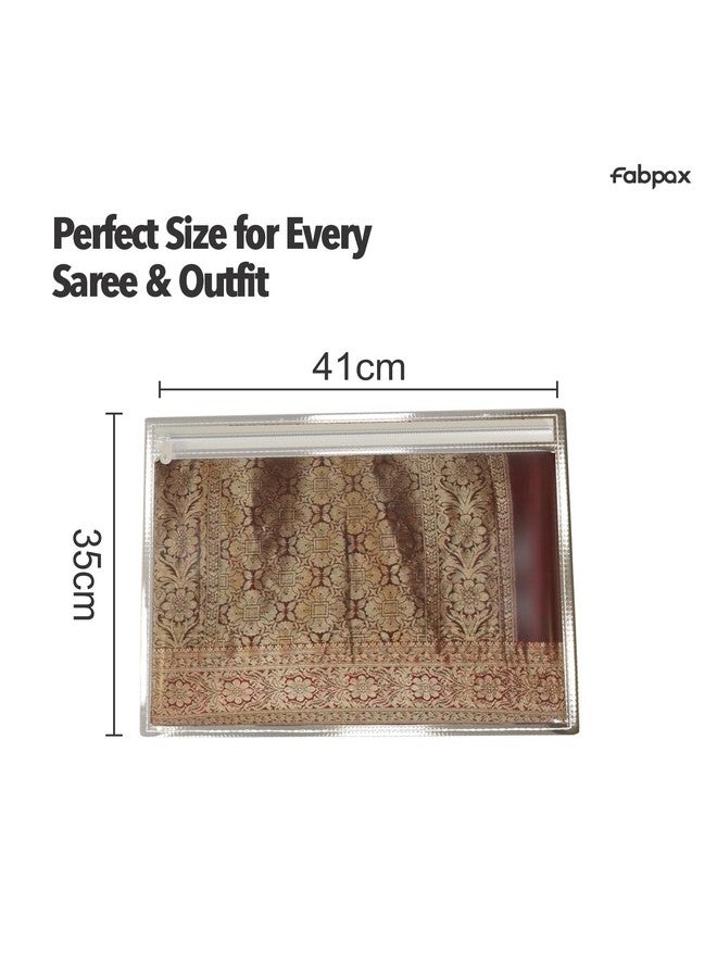 FabPax Saree Cover, Saree Cover for Gifting, Non-woven Single Saree Bags, Transparent Saree Covers With Zip, Saree Covers For Storage, Wardrobe Organiser, Size-36x42 cm (Silver, Set of 50) - Image 2