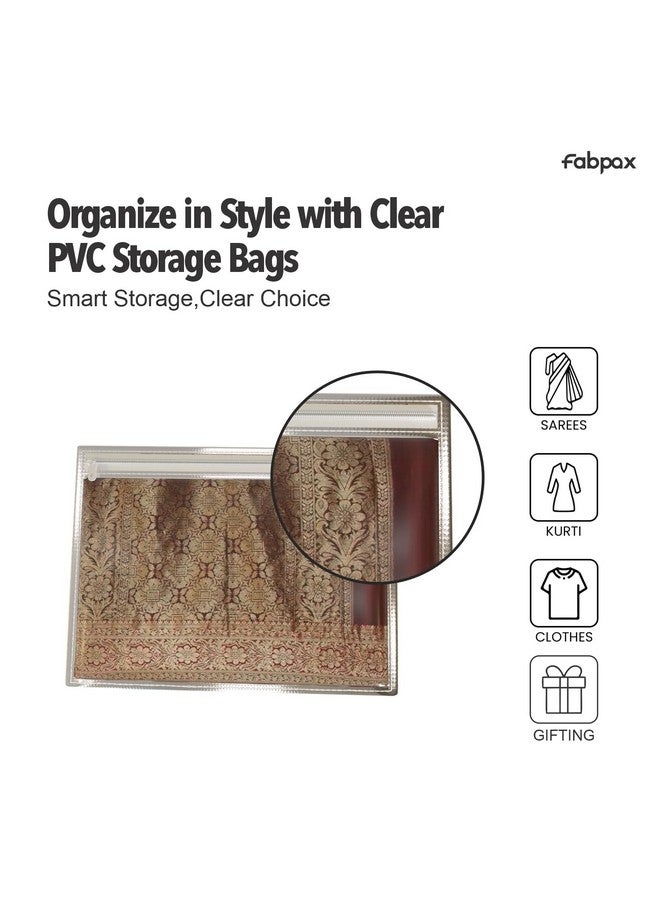 FabPax Saree Cover, Saree Cover for Gifting, Non-woven Single Saree Bags, Transparent Saree Covers With Zip, Saree Covers For Storage, Wardrobe Organiser, Size-36x42 cm (Silver, Set of 50) - Image 3