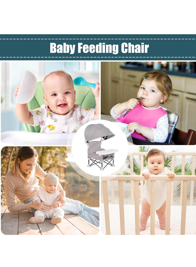 XiuWoo Foldable Baby High Chair, Booster Seat Dining Chair, Portable Baby Beach Chair, Baby Seat Travel chair, Baby Feeding Chair with Removable Tray and Sunshade for Outdoor Picnics, Parties, Camping - Image 4