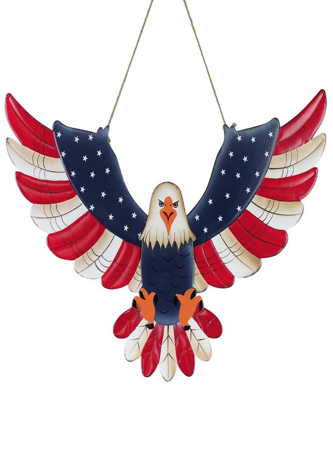 DECSPAS 4th of July Decorations, 22'' 250th Anniversary Fourth of July Metal Patriotic American Eagle Wall Art, Memorial Day Wreaths for Front Door, Handmade Hanging Craft for Home Mantel Indoor Decor - Image 1