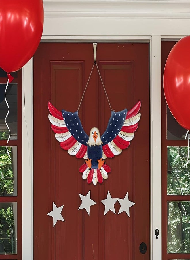 DECSPAS 4th of July Decorations, 22'' 250th Anniversary Fourth of July Metal Patriotic American Eagle Wall Art, Memorial Day Wreaths for Front Door, Handmade Hanging Craft for Home Mantel Indoor Decor - Image 4