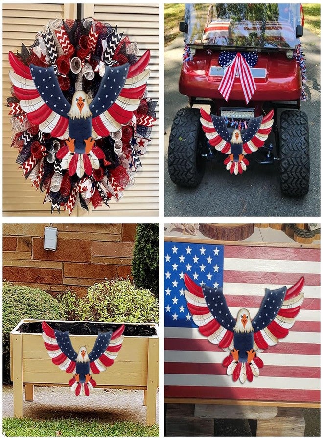 DECSPAS 4th of July Decorations, 22'' 250th Anniversary Fourth of July Metal Patriotic American Eagle Wall Art, Memorial Day Wreaths for Front Door, Handmade Hanging Craft for Home Mantel Indoor Decor - Image 5