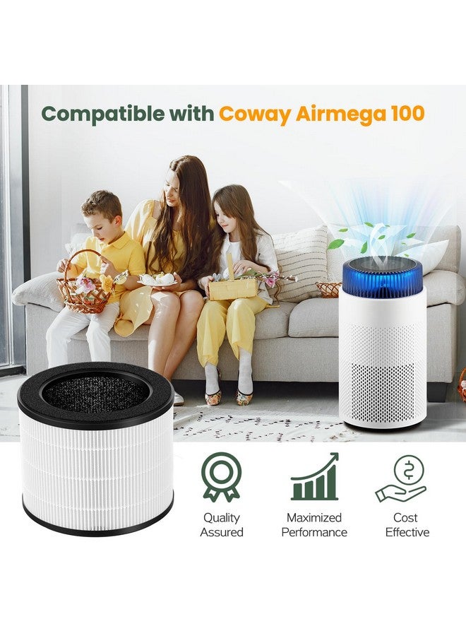 isinlive 2 Pack Airmega 100 Filter Replacement Compatible with Coway Airmega 100 Air Purifier, 3-IN-1 H13 True Hepa Filter, Deodorization Filter with Activated Carbon  - Image 2