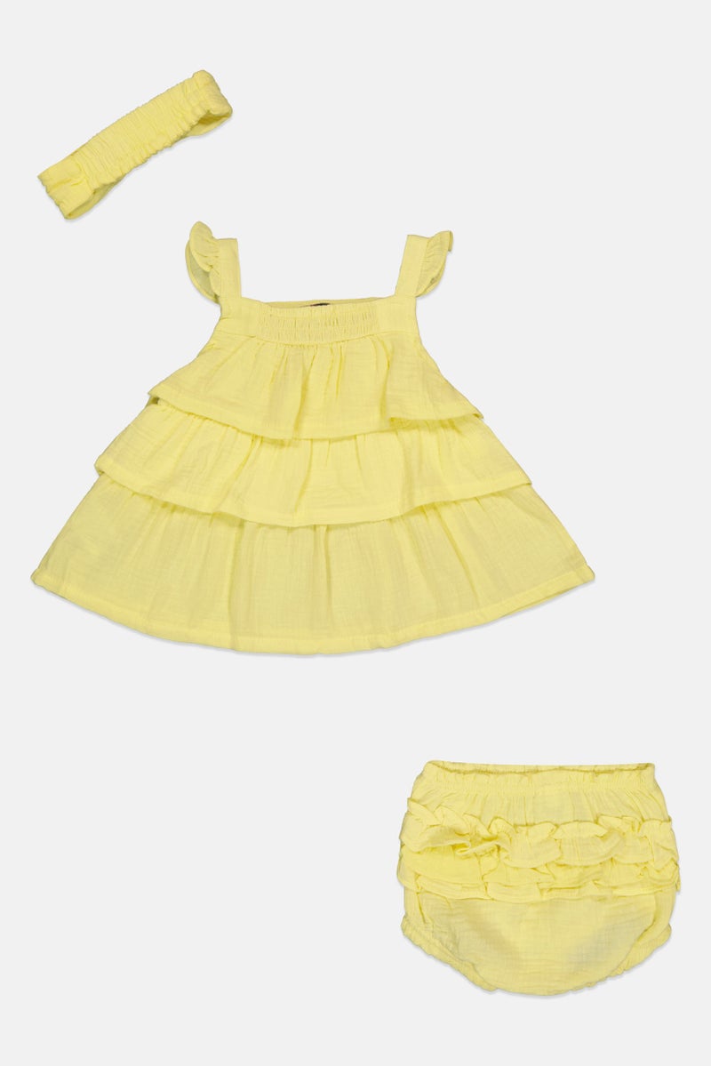 Nanette lepore Toddlers Girl 3 Piece Embroidered Dress And Bottom With Headband Set, Multicolor - Image 3