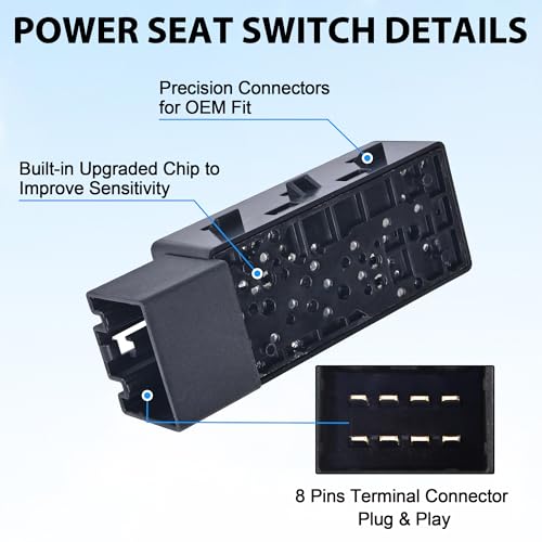 RLP مفتاح مقعد كهربائي 6 اتجاهات جانب السائق جانب الراكب متوافق مع فورد لينكولن ميركوري بديل ل 9L3Z-14A701-A 5F9Z-14A701-AA PSW5 - Image 2