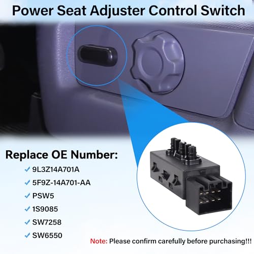 RLP مفتاح مقعد كهربائي 6 اتجاهات جانب السائق جانب الراكب متوافق مع فورد لينكولن ميركوري بديل ل 9L3Z-14A701-A 5F9Z-14A701-AA PSW5 - Image 3
