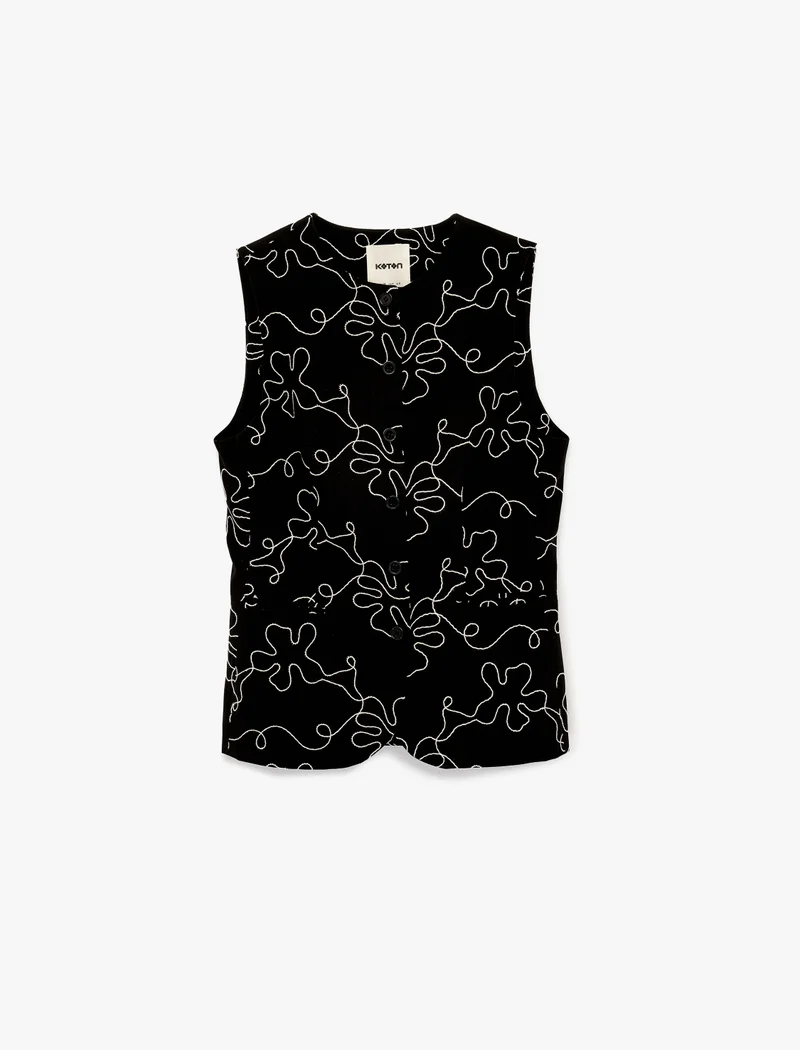 كوتون Floral Poplin Vest