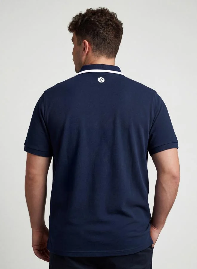 Zaecy  Signature Pocketed Polo – Pearl White / Navy Blue for Men | Best Price UAE