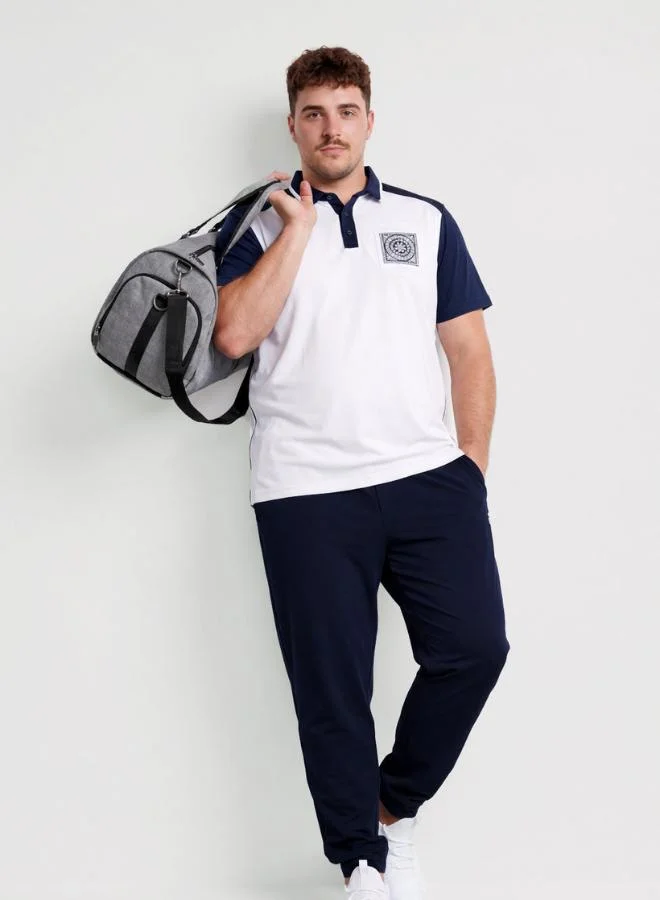 Zaecy Signature Pocketed Polo – Pearl White / Navy Blue
