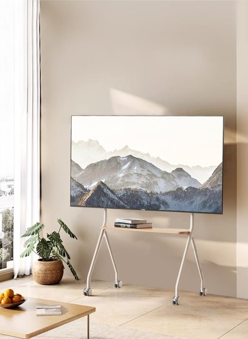 WALALLA TV Stand for 42 to 75Inch LCD LED OLED Screens, Portable TV Stand on Wheels, Height Adjustable Mobile TV Cart with Wood Media Shelf, Heavy Duty Portable TV Stand Up to 110Lbs - Image 5