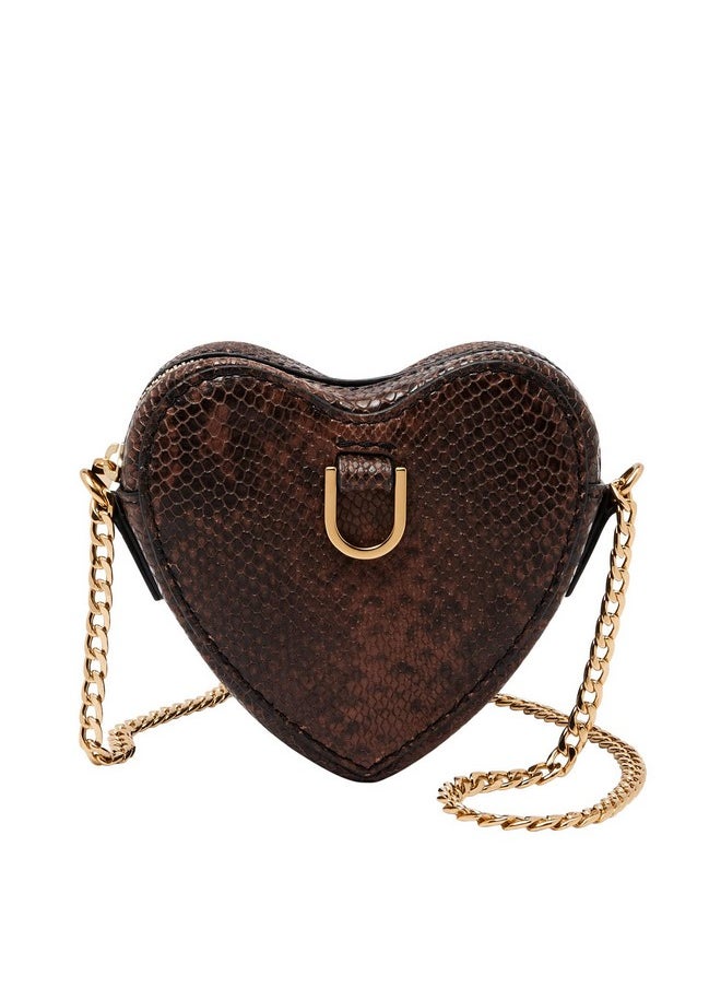 FOSSIL Women'S Heart Embossed Leather Crossbody Micro Bag Dark Python (Model: Sl8263703)  - Image 1