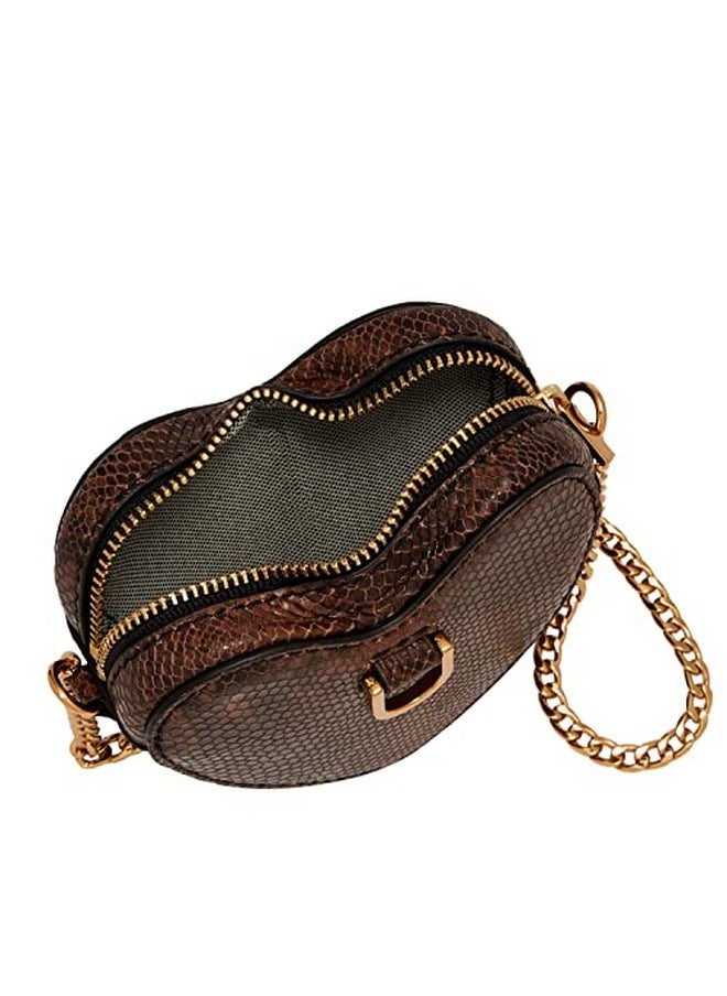 FOSSIL Women'S Heart Embossed Leather Crossbody Micro Bag Dark Python (Model: Sl8263703)  - Image 2